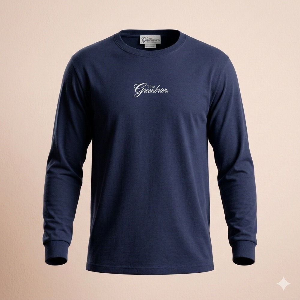 The Greenbrier Collection T-Shirt Kids Medium Navy Blue Long Sleeve Logo Resort